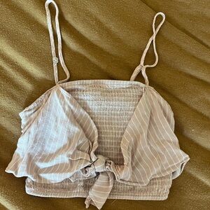 Striped Pinkish Beige Crop Top